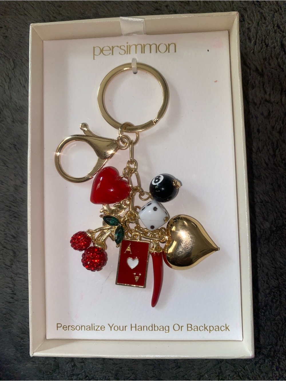 Persimmon Gold & Red Multi-Charm Keychain